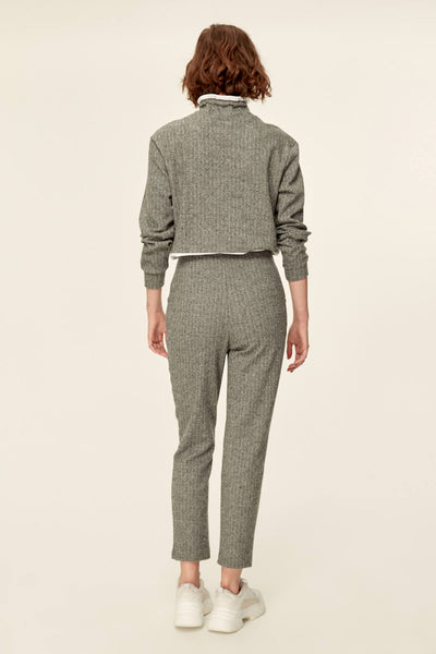 Gray Textured Knit Pants