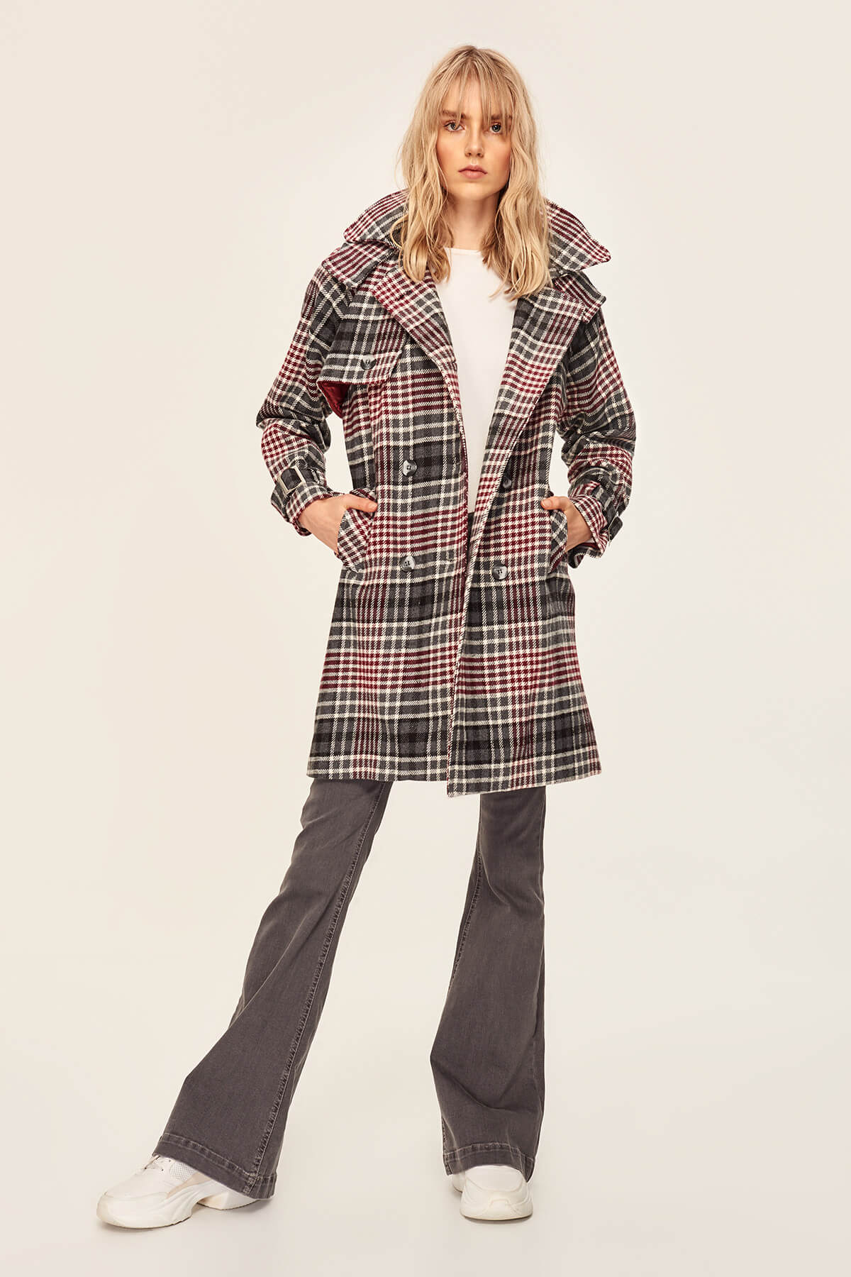 Red Plaid Hooded Coat