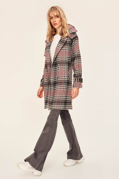 Red Plaid Hooded Coat