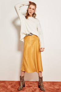 Mustard satin skirt