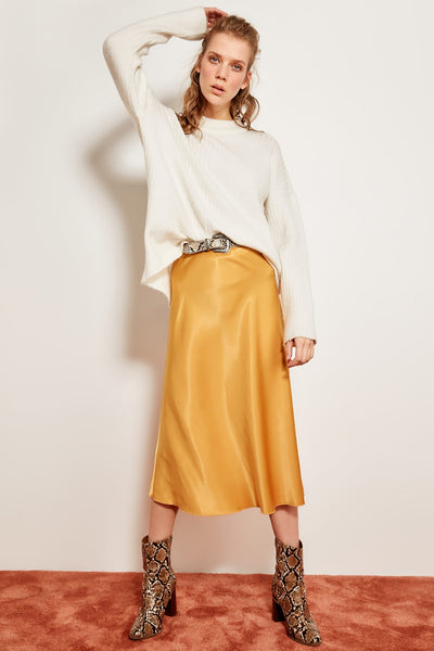 Mustard satin skirt