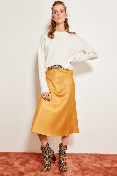 Mustard satin skirt