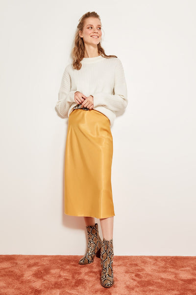 Mustard satin skirt