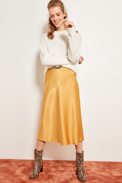 Mustard satin skirt