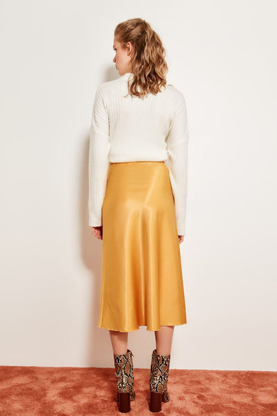 Mustard satin skirt