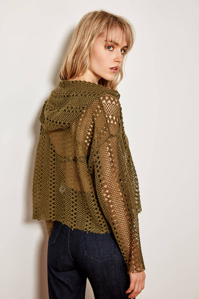 Khaki Lace Knitting Sweatshirts