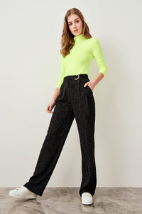 Arched Black Striped Pants