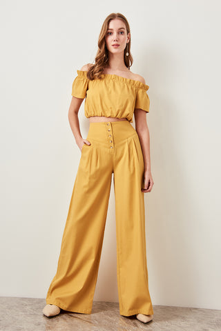 Detailed Button Cuff Pants