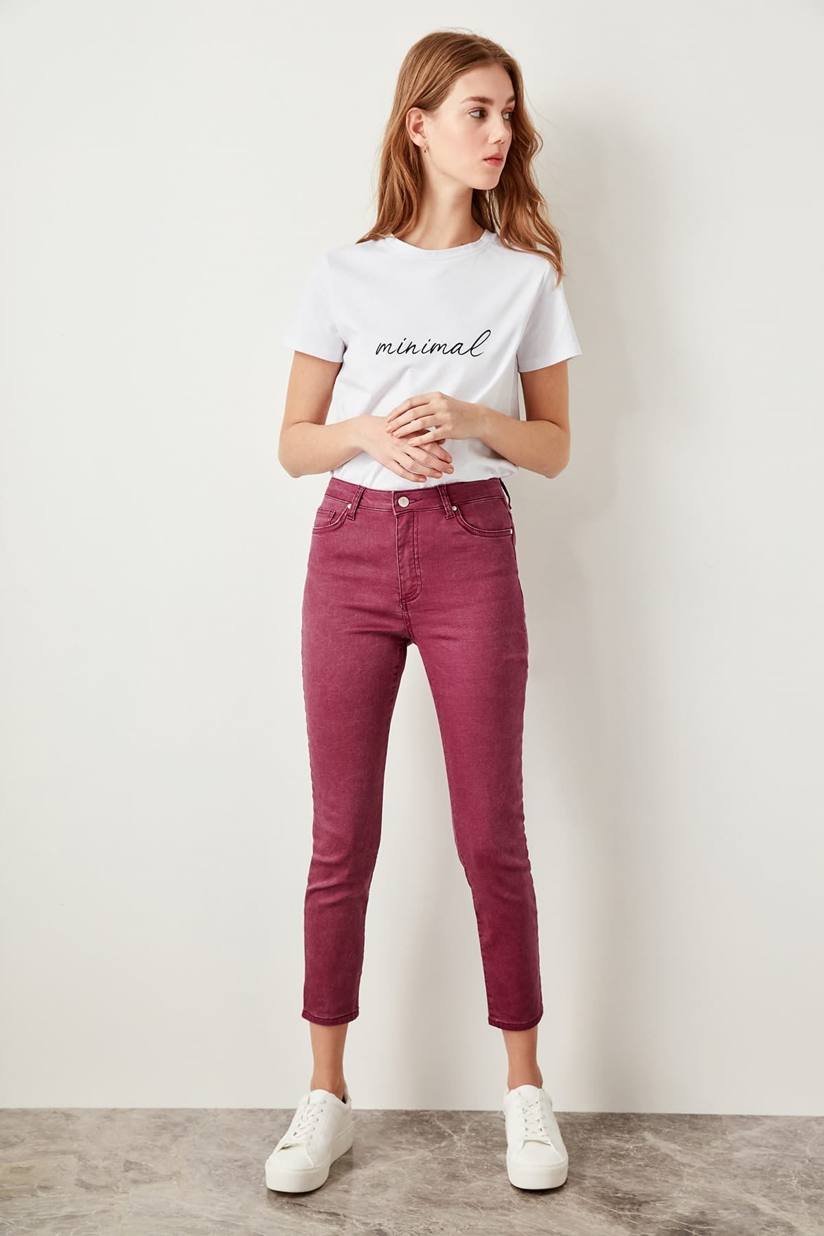 Fuchsia High Waist Skinny Jeans