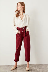 Bordeaux Belt High Waist Jeans Carrot