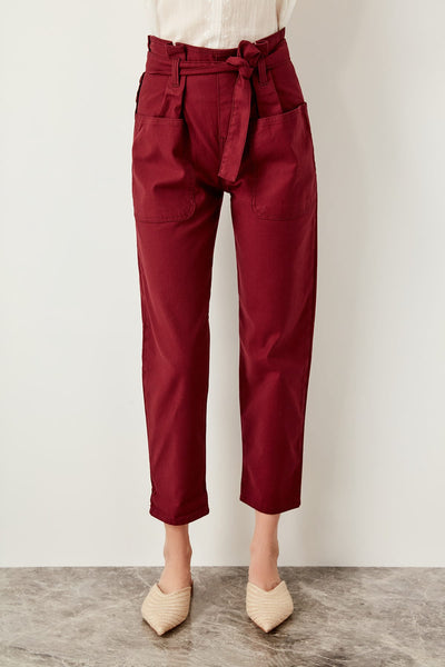 Bordeaux Belt High Waist Jeans Carrot