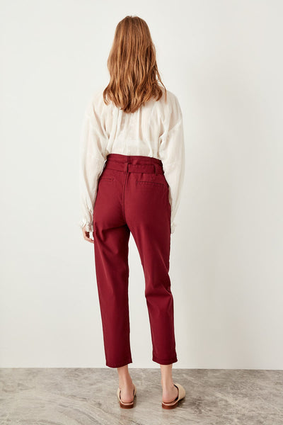 Bordeaux Belt High Waist Jeans Carrot