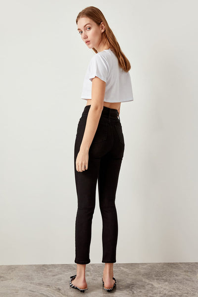 Black Belt High Waist Skinny Jeans