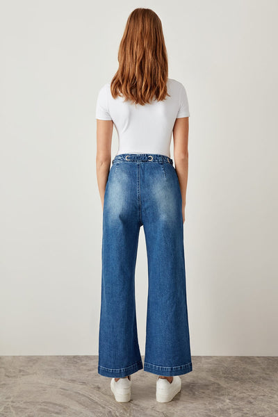 Blue High Waist Wide Leg Jeans