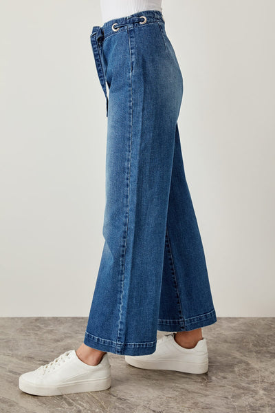 Blue High Waist Wide Leg Jeans