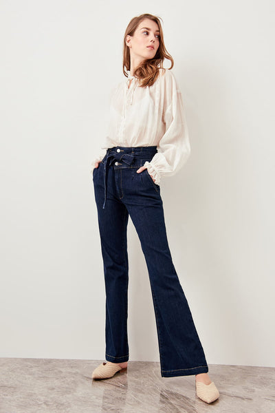 Linking Navy Advanced Super High Waist Wide Leg Jeans