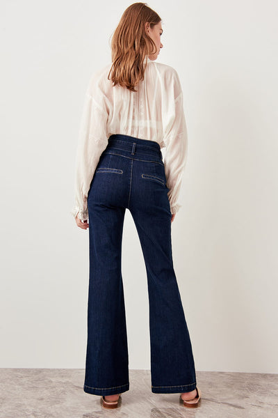 Linking Navy Advanced Super High Waist Wide Leg Jeans