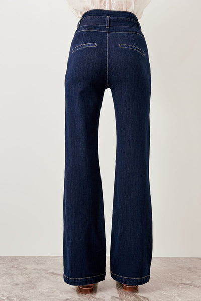 Linking Navy Advanced Super High Waist Wide Leg Jeans