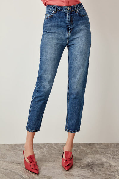 Blue High Waist Jeans Mom