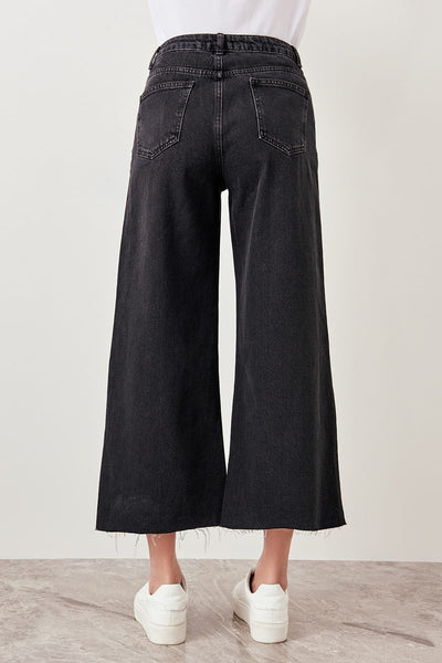 Black Leg Discrete High Waist Wide Leg Jeans