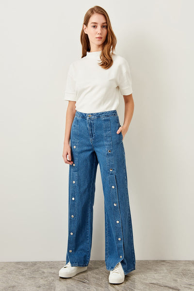 Blue studs Advanced High Waist Wide Leg Jeans