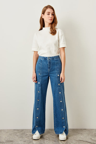 Blue studs Advanced High Waist Wide Leg Jeans