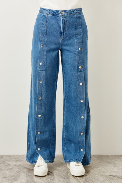 Blue studs Advanced High Waist Wide Leg Jeans