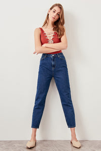 Blue High Waist Jeans Mom