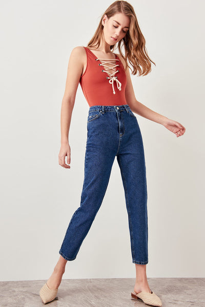 Blue High Waist Jeans Mom