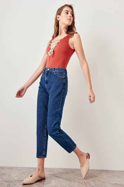 Blue High Waist Jeans Mom