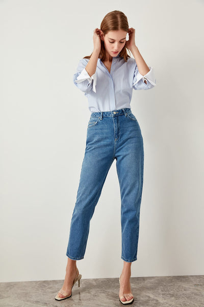 Blue High Waist Jeans Mom