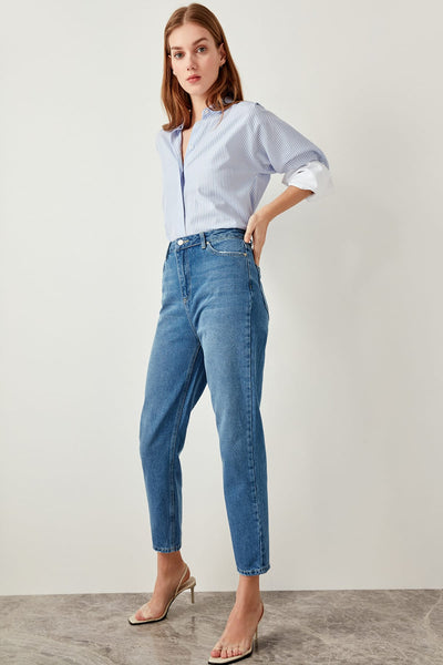 Blue High Waist Jeans Mom