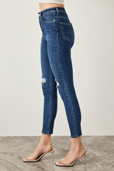 Torn Blue High Waist Skinny Jeans