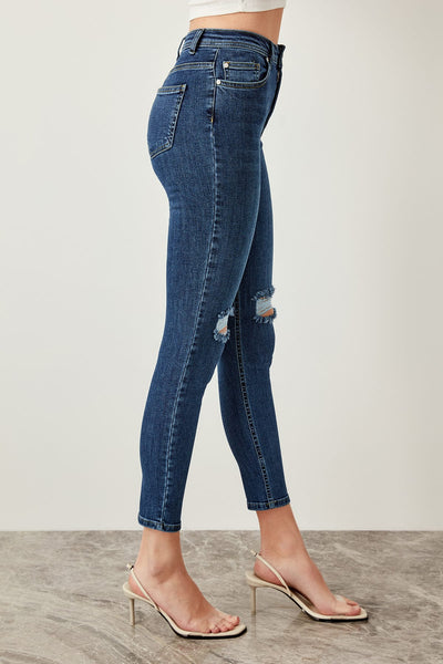 Torn Blue High Waist Skinny Jeans