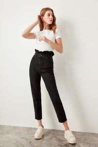 Black waist ruffles Advanced Super Mom Jeans