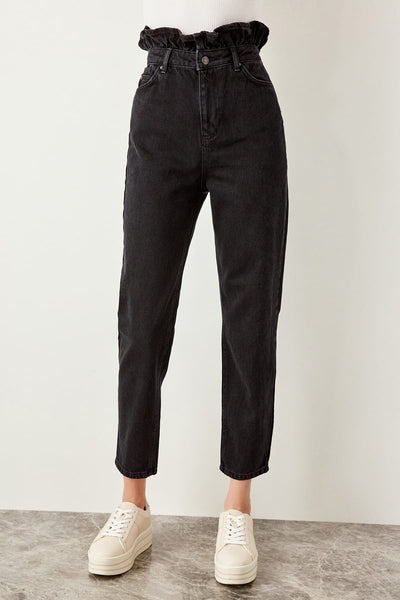 Black waist ruffles Advanced Super Mom Jeans