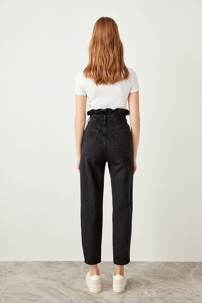 Black waist ruffles Advanced Super Mom Jeans