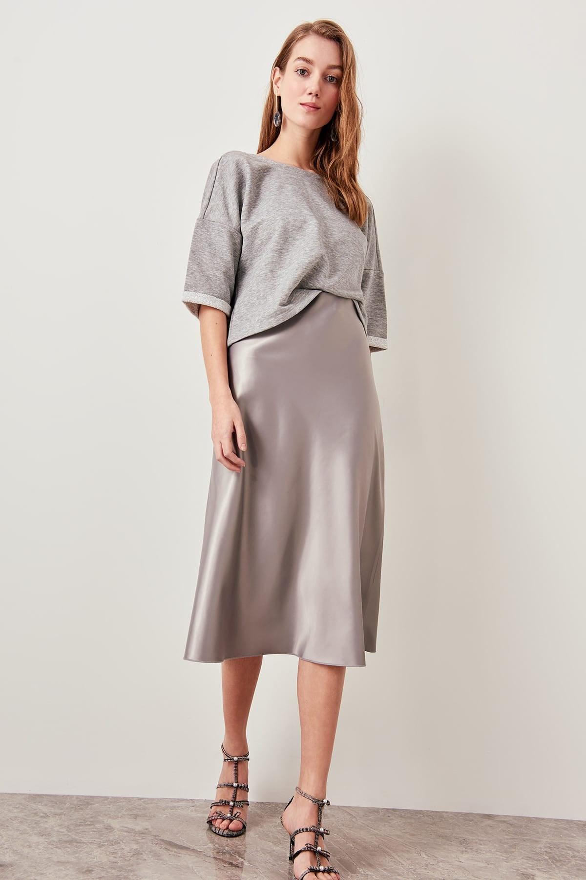 Silver Satin Skirt