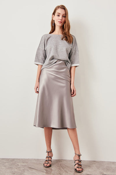 Silver Satin Skirt