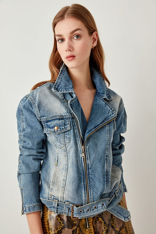 Blue Belt Biker Advanced Denim Jacket