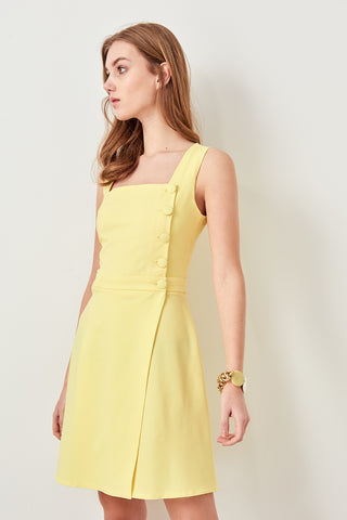 Yellow Button Detail Dress