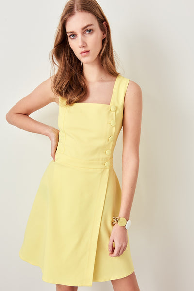 Yellow Button Detail Dress