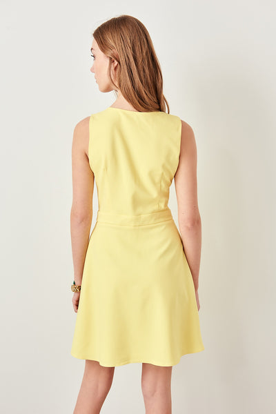 Yellow Button Detail Dress