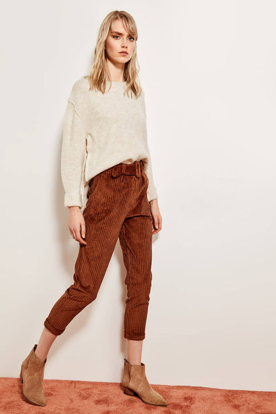 Arched cinnamon velvet trousers