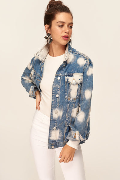 Blue Dye Effect Denim Jacket