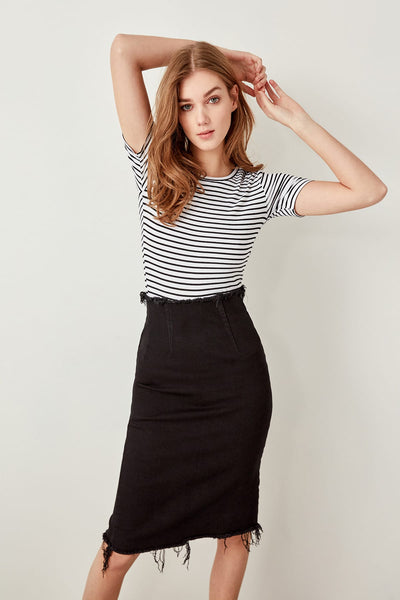 Black Stripe Knit camisole T-shirts