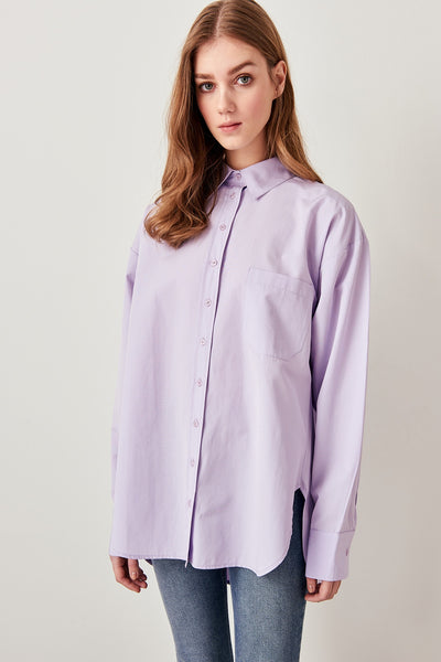 Basic Lila Boyfriend Shirt