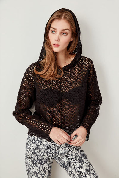 Black Lace Knitting Sweatshirts