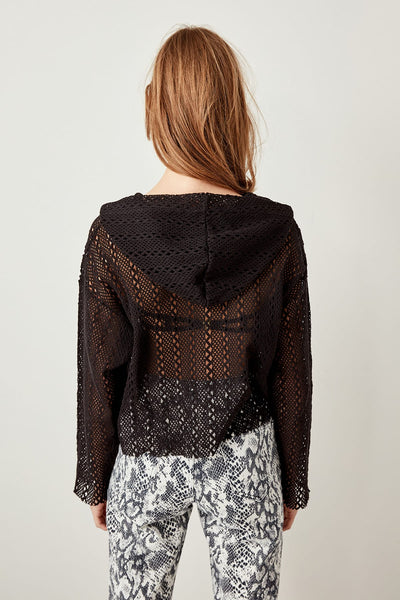 Black Lace Knitting Sweatshirts