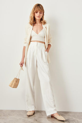 Ecru Wide Leg Pants